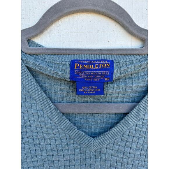 Pendleton Textured V Neck Cotton Sweater, Blue, Size‎ Medium - Picture 2 of 4